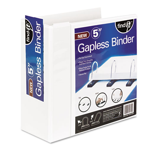 Picture of Gapless Loop Ring View Binder, 3 Rings, 5" Capacity, 11 x 8.5, White