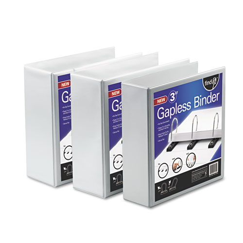 Picture of Gapless Loop Ring View Binder, 3 Rings, 5" Capacity, 11 x 8.5, White