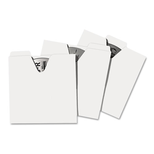 Picture of CD File Folders, 1 Disc Capacity, White, 100/Pack