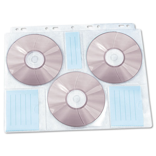 Picture of Two-Sided CD/DVD Pages for Three-Ring Binder, 6 Disc Capacity, Clear, 10/Pack