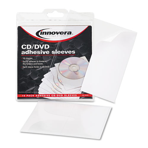 Picture of Self-Adhesive CD/DVD Sleeves, 1 Disc Capacity, Clear, 10/Pack
