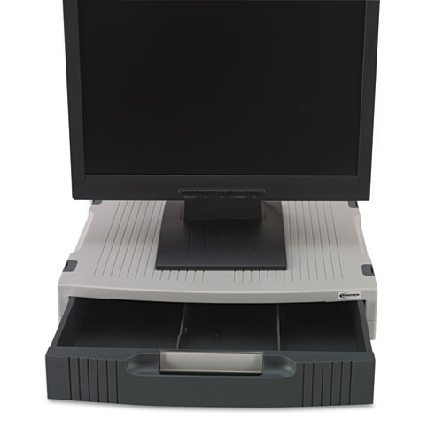 Picture of Basic LCD Monitor/Printer Stand, 15" x 11" x 3", Charcoal Gray/Light Gray