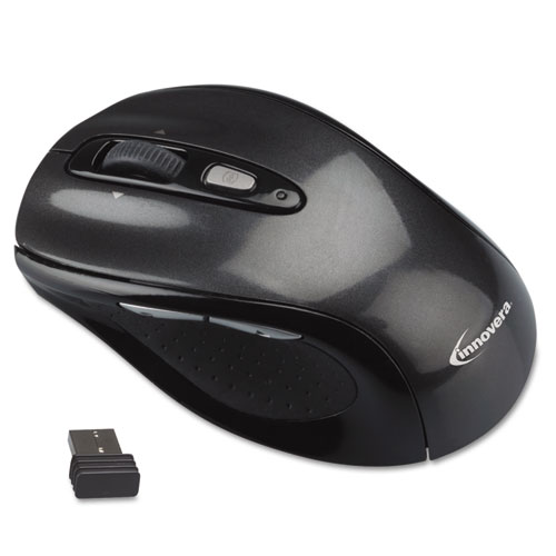 Picture of Wireless Optical Mouse with USB-A, 2.4 GHz Frequency/32 ft Wireless Range, Left/Right Hand Use, Gray/Black