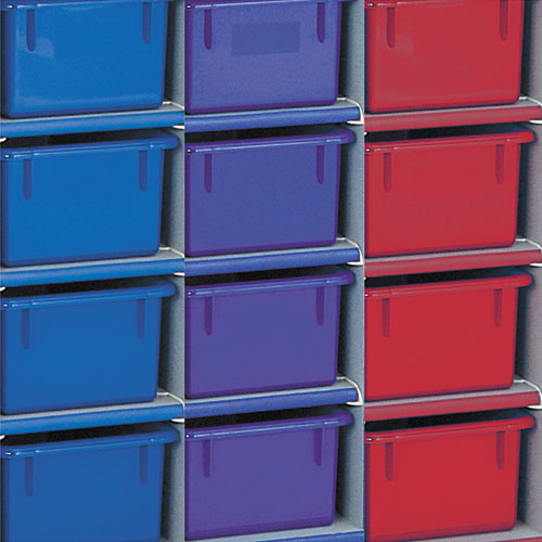 Picture of Tray Mobile Storage, 57w x 15d x 35.5h, Birch/Assorted