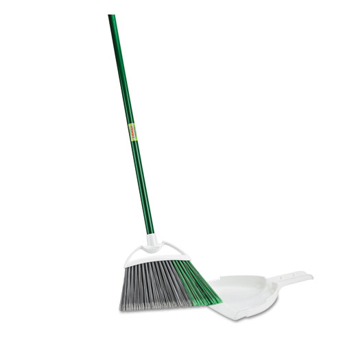 Picture of Precision Angle Broom with Dustpan, 53" Handle, Green/Gray, 4/Carton