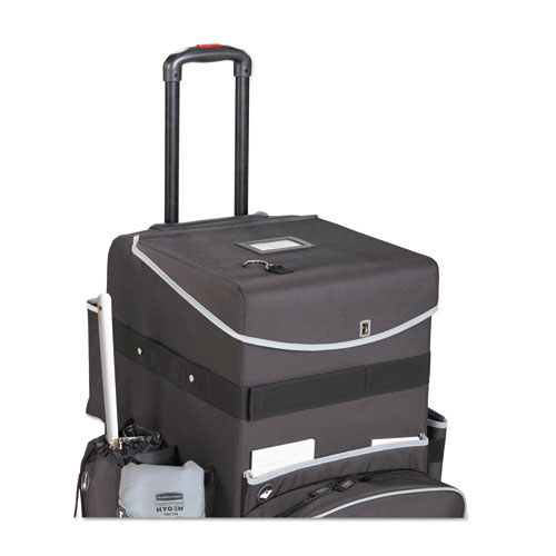 Picture of Executive Quick Clean Janitorial Cart, Synthetic Fabric, 16 Compartments, 14.25" x 16.5" x 25", Dark Gray