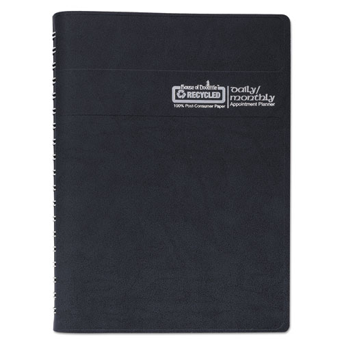 Picture of 24/7 Recycled Daily Appointment Book/Monthly Planner, 10 x 7, Black Cover, 12-Month (Jan to Dec): 2025