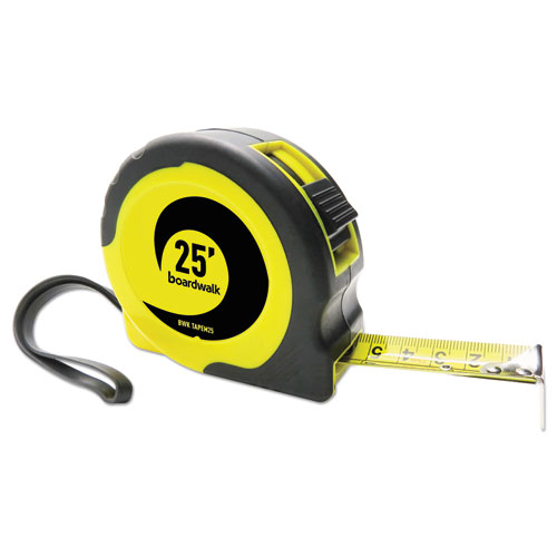 Picture of Easy Grip Tape Measure, 25 ft, Plastic Case, Black and Yellow, 1/16" Graduations