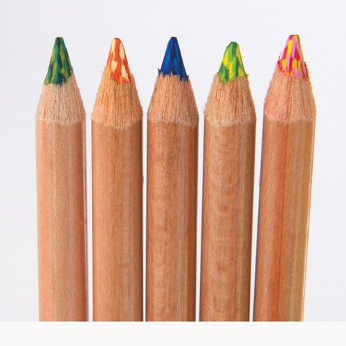 Picture of Tri-Tone Color Pencils, 3.8 mm, Assorted Tri-Tone Lead Colors, Tan Barrel, Dozen