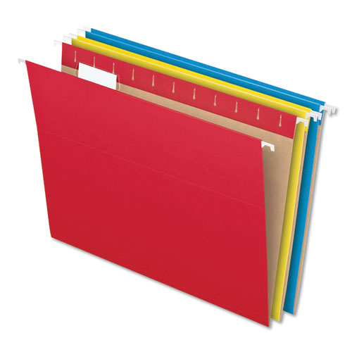 Picture of Colored Hanging Folders, Letter Size, 1/5-Cut Tabs, Three-Color Assortment, 25/Box