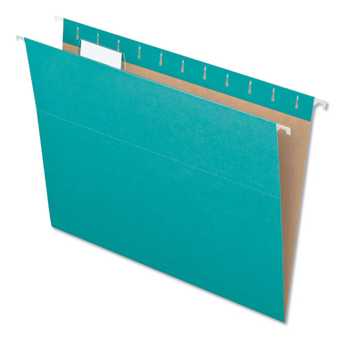 Picture of Colored Hanging Folders, Letter Size, 1/5-Cut Tabs, Aqua, 25/Box