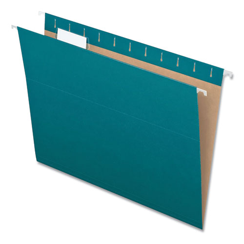 Picture of Colored Hanging Folders, Letter Size, 1/5-Cut Tabs, Teal, 25/Box