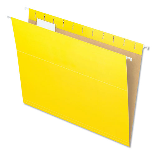 Picture of Colored Hanging Folders, Letter Size, 1/5-Cut Tabs, Yellow, 25/Box