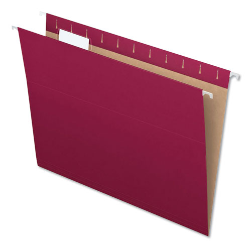 Picture of Colored Hanging Folders, Letter Size, 1/5-Cut Tabs, Burgundy, 25/Box