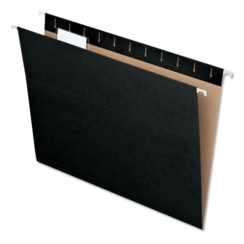 Picture of Colored Hanging Folders, Letter Size, 1/5-Cut Tabs, Black, 25/Box