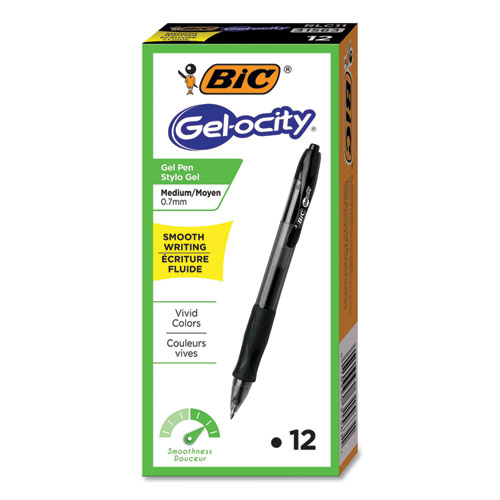 Picture of Gel-ocity Retractable Gel Pen, 0.7 mm, Black Ink, Translucent Black Barrel, Dozen