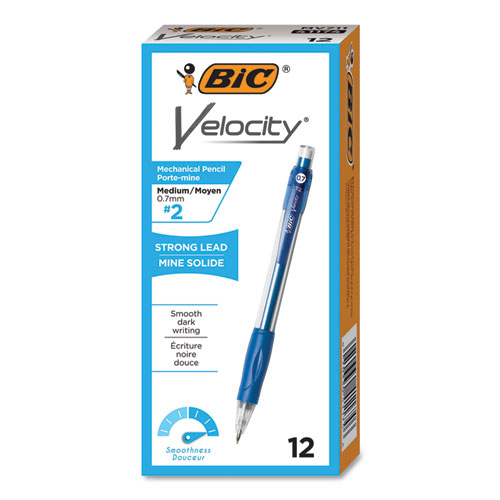 Picture of Velocity Original Mechanical Pencil, 0.7 mm, HB (#2), Black Lead, Blue Barrel, Dozen