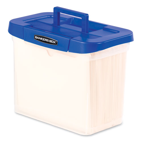 Picture of Heavy-Duty Portable File Box, Letter Files, 14.25" x 8.63" x 11.06", Clear/Blue