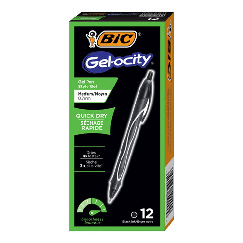 Picture of Gel-ocity Quick Dry Retractable Gel Pen, Medium 0.7mm, Black Ink/Barrel, Dozen