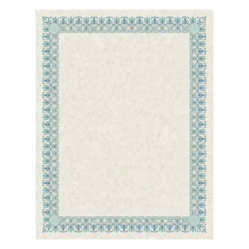 Picture of Parchment Certificates, Academic, 8.5 x 11, Ivory with Green/Blue Border, 25/Pack