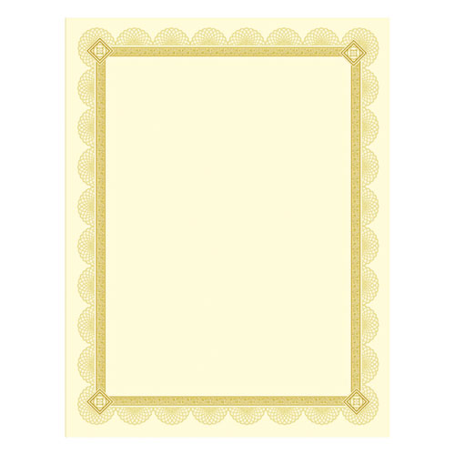 Picture of Premium Certificates, 8.5 x 11, Ivory/Gold with Spiro Gold Foil Border,15/Pack