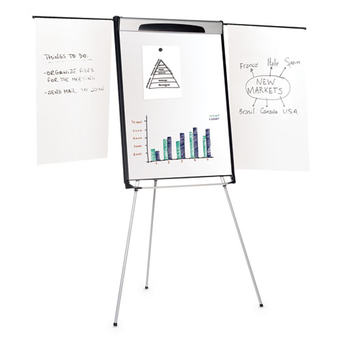 Picture of Tripod Extension Bar Magnetic Dry-Erase Easel, 39" to 72" High, Black/Silver