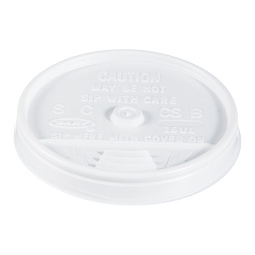 Picture of Plastic Lids, Fits 12 oz to 24 oz Hot/Cold Foam Cups, Sip-Thru Lid, White, 100/Pack, 10 Packs/Carton