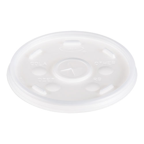 Picture of Plastic Lids, Fits 12 oz to 24 oz Hot/Cold Foam Cups, Straw-Slot Lid, White, 100/Pack, 10 Packs/Carton