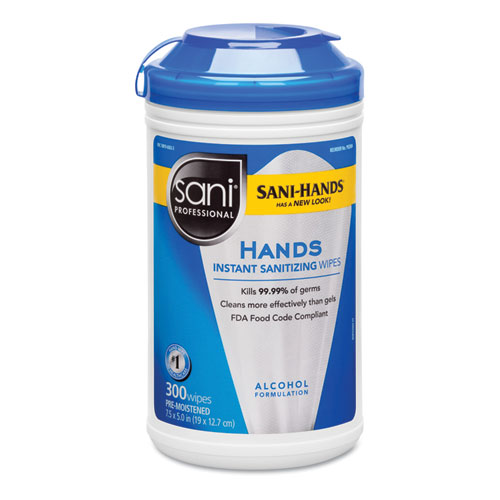 Picture of Hands Instant Sanitizing Wipes, 7.5 x 5, 300/Canister, 6/Carton