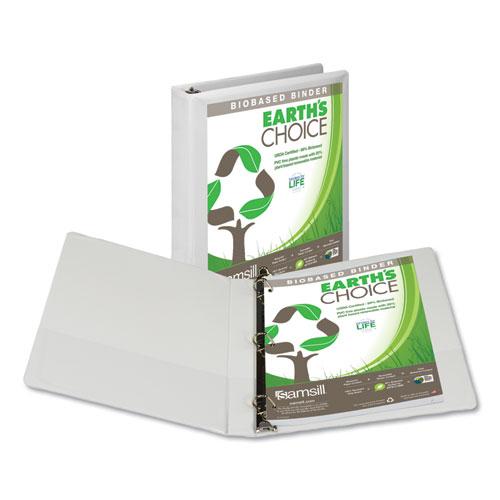 Picture of Earth's Choice Plant-Based D-Ring View Binder, 3 Rings, 1" Capacity, 11 x 8.5, White