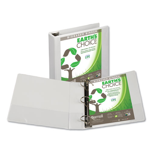 Picture of Earth's Choice Plant-Based D-Ring View Binder, 3 Rings, 2" Capacity, 11 x 8.5, White