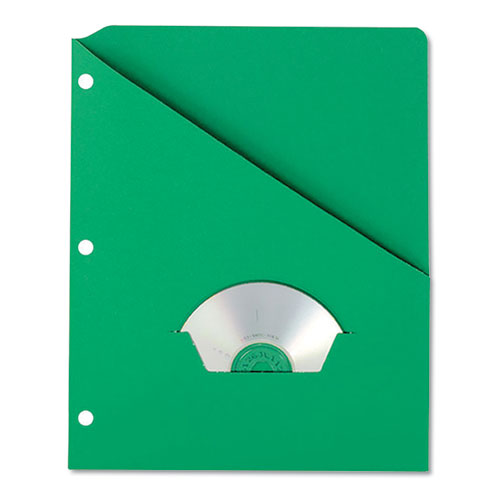 Picture of Slash Pocket Project Folders, 3-Hole Punched, Straight Tab, Letter Size, Green, 25/Pack