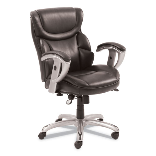 Picture of Emerson Task Chair, Supports Up to 300 lb, 18.75" to 21.75" Seat Height, Brown Seat/Back, Silver Base