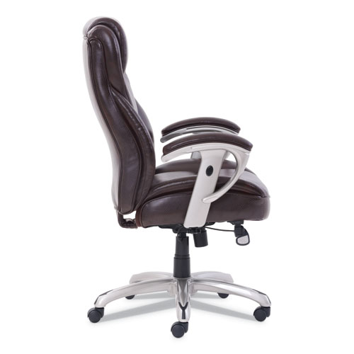 Picture of Emerson Big and Tall Task Chair, Supports Up to 400 lb, 19.5" to 22.5" Seat Height, Brown Seat/Back, Silver Base