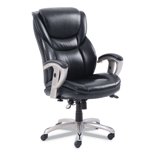 Picture of Emerson Executive Task Chair, Supports Up to 300 lb, 19" to 22" Seat Height, Black Seat/Back, Silver Base