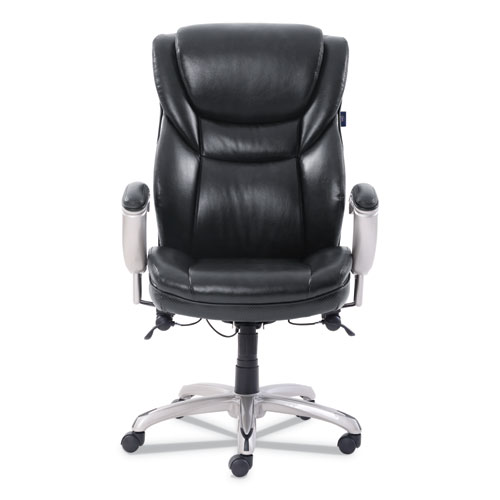 Picture of Emerson Executive Task Chair, Supports Up to 300 lb, 19" to 22" Seat Height, Black Seat/Back, Silver Base