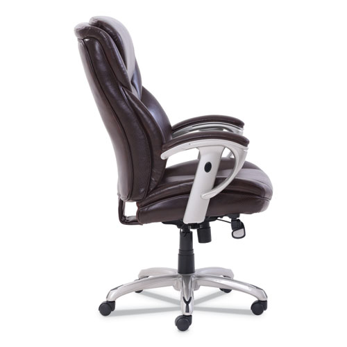 Picture of Emerson Executive Task Chair, Supports Up to 300 lb, 19" to 22" Seat Height, Brown Seat/Back, Silver Base