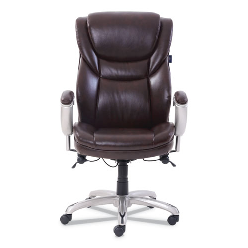 Picture of Emerson Executive Task Chair, Supports Up to 300 lb, 19" to 22" Seat Height, Brown Seat/Back, Silver Base