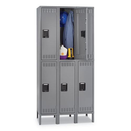 Picture of Double Tier Locker with Legs, Triple Stack, 36w x 18d x 78h, Medium Gray