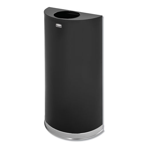 Picture of European and Metallic Series Open Top Half-Round Receptacle, 12 gal, Steel, Black/Chrome