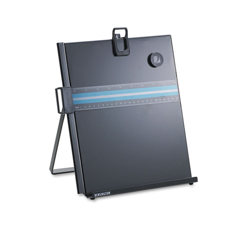 Picture of Letter-Size Freestanding Desktop Copyholder, 40 Sheet Capacity, Stainless Steel, Black