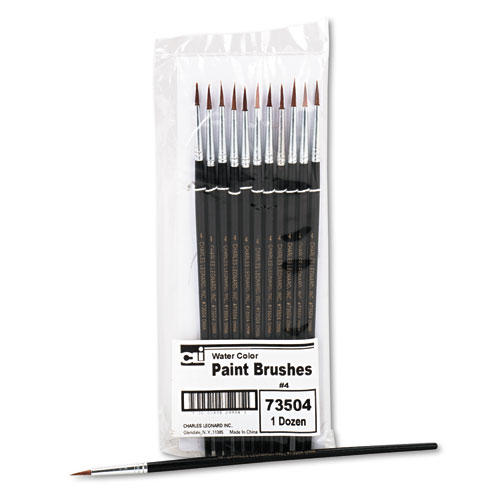 Picture of Artist Brush, Size 4, Camel Hair, Round Profile, 12/Pack
