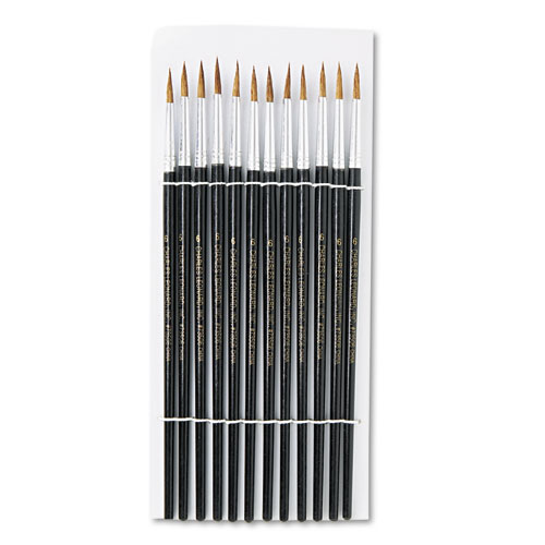 Picture of Artist Brush, Size 6, Camel Hair, Round Profile, 12/Pack