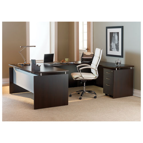 Picture of Alera Neratoli High-Back Slim Profile Chair, Faux Leather, 275 lb Cap, 17.32" to 21.25" Seat Height, White Seat/Back, Chrome