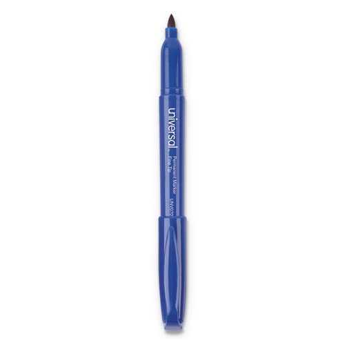 Picture of Pen-Style Permanent Marker, Fine Bullet Tip, Blue, Dozen