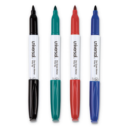 Picture of Pen Style Dry Erase Marker, Fine Bullet Tip, Assorted Colors, 4/Set