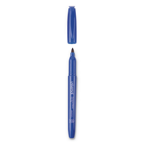 Picture of Pen-Style Permanent Marker, Fine Bullet Tip, Blue, Dozen