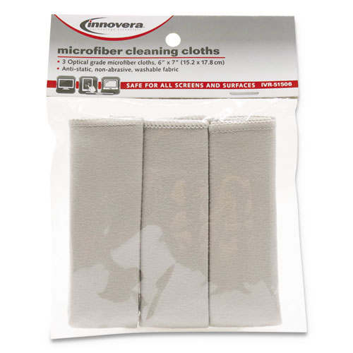 Picture of Microfiber Cleaning Cloths, 6 x 7, Unscented, Gray, 3/Pack
