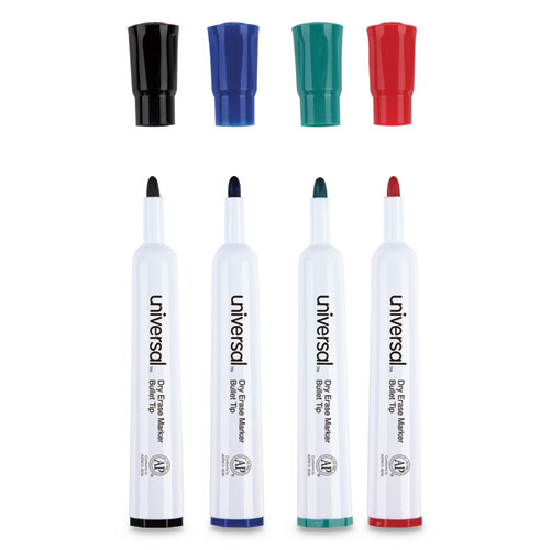 Picture of Dry Erase Marker, Medium Bullet Tip, Assorted Colors, 4/Set