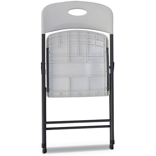 Picture of Molded Resin Folding Chair, Supports Up to 225 lb, 18.19" Seat Height, White Seat, White Back, Dark Gray Base, 4/Carton